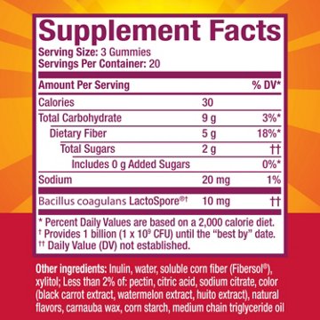 Metamucil Fiber Gummies with Probiotics for Bloating, Plant-Based Prebiotic Fiber Supplement Blend, No Sugar Added, Strawberry Kiwi Blackberry Flavor