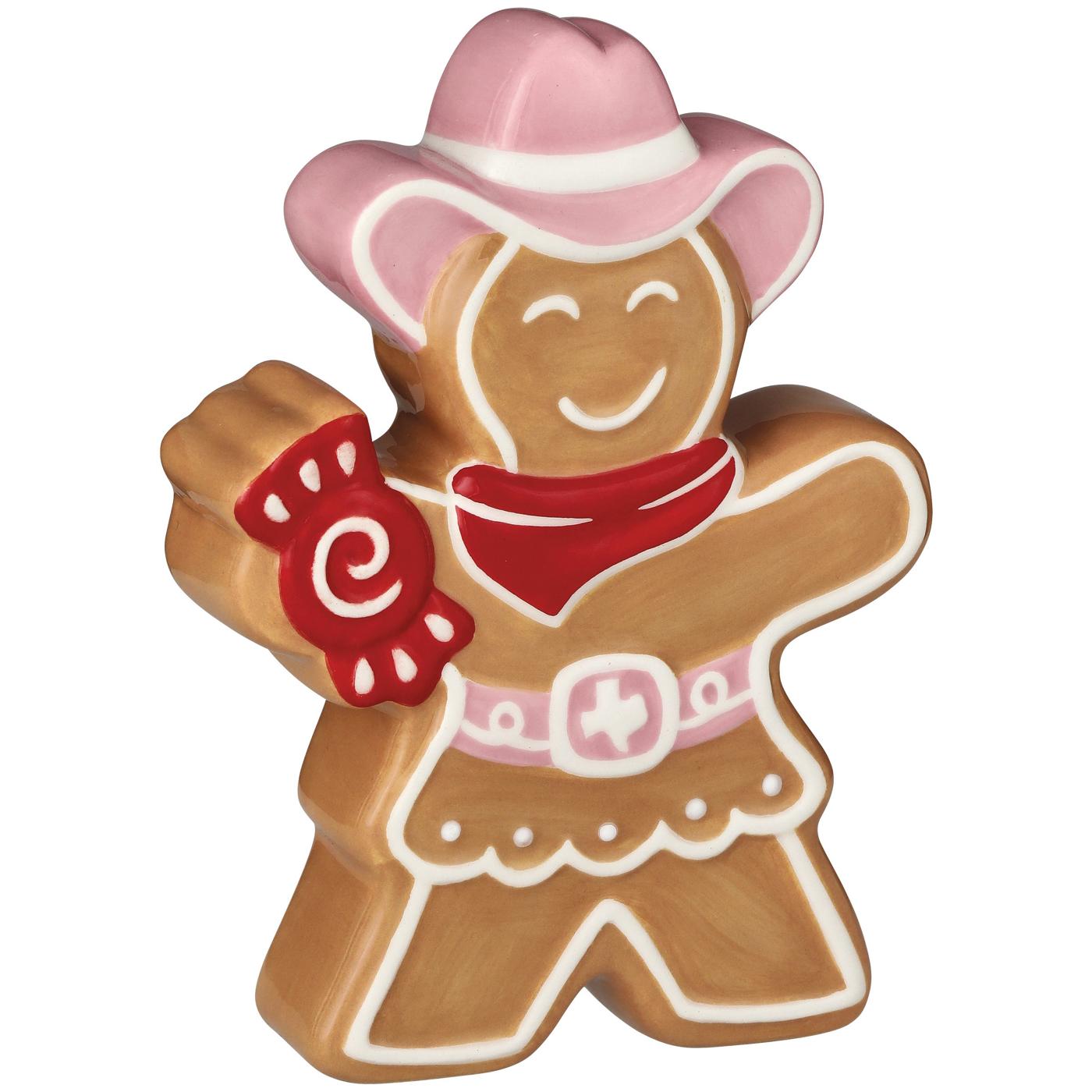 Destination Holiday Ceramic Cowboy Gingerbread Girl Christmas Tabletop Decor; image 1 of 2