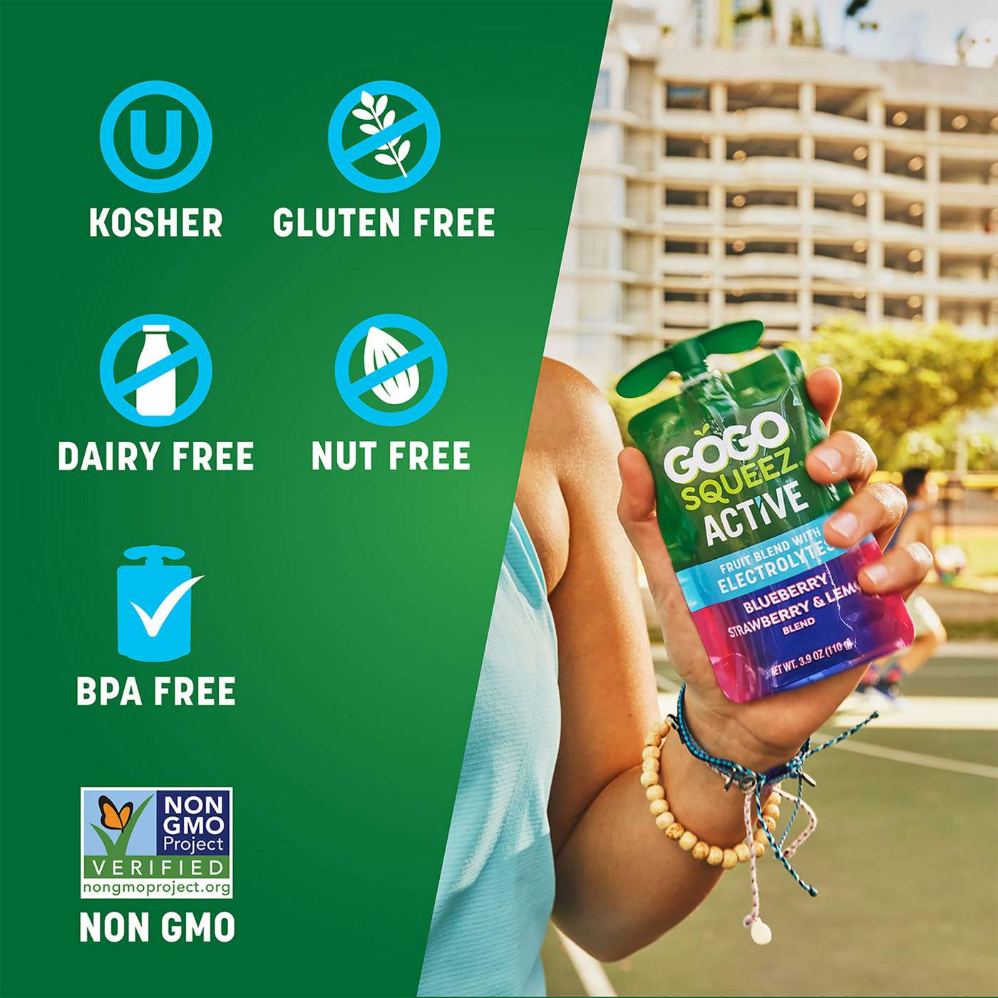 GoGo squeeZ Active Electrolyte No Sugar Added Blueberry Strawberry Lemon Fruit Blend; image 4 of 8