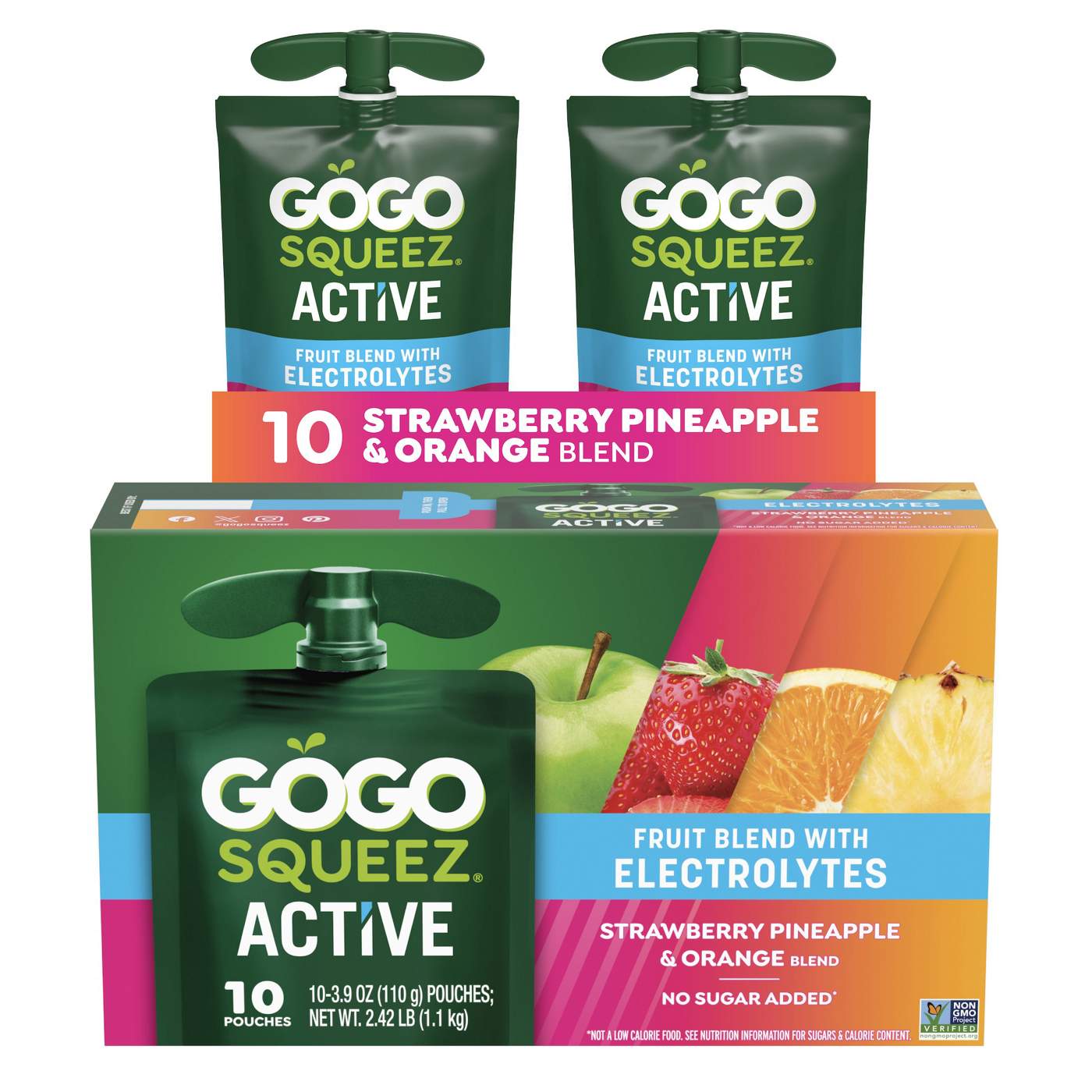 GoGo squeeZ Active Electrolyte No Sugar Added Strawberry Pineapple Orange Fruit Blend; image 2 of 8