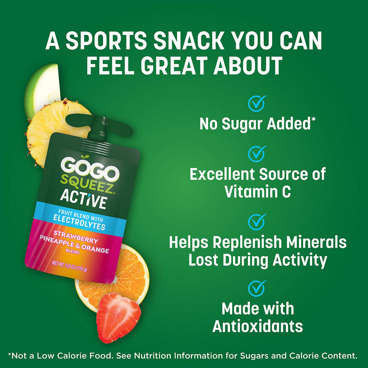 GoGo squeeZ Active Electrolyte No Sugar Added Strawberry Pineapple Orange Fruit Blend; image 3 of 8