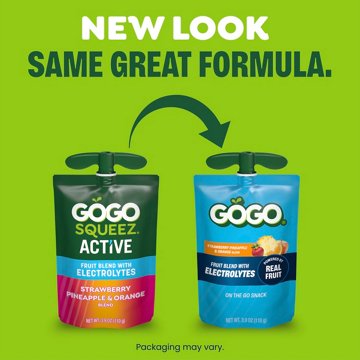 GoGo squeeZ Active Electrolyte No Sugar Added Strawberry Pineapple Orange Fruit Blend