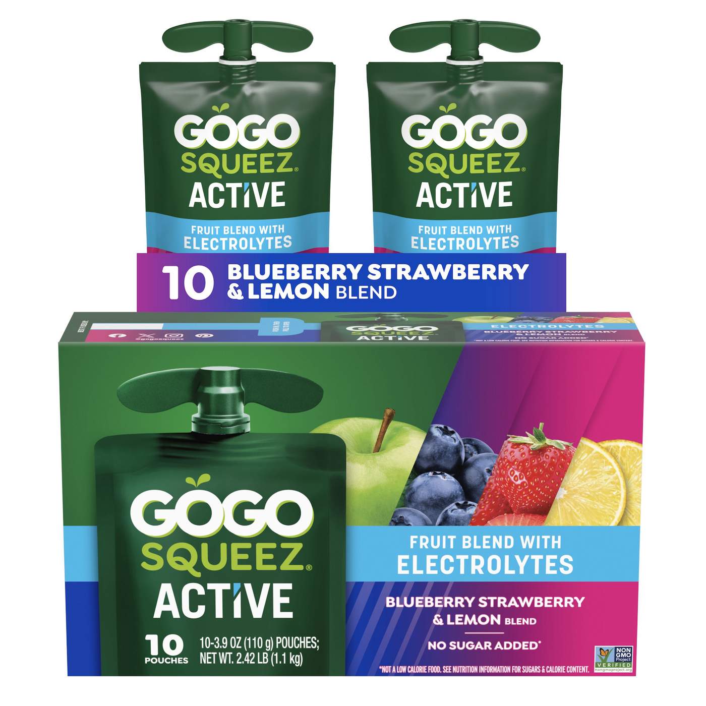 GoGo squeeZ Active Electrolyte No Sugar Added Blueberry Strawberry Lemon Fruit Blend; image 2 of 8