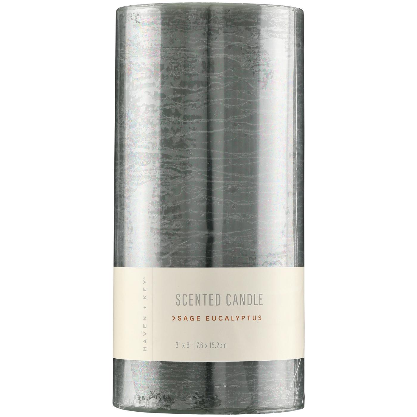 Haven + Key Scented Pillar Candle - Sage Eucalyptus; image 2 of 2