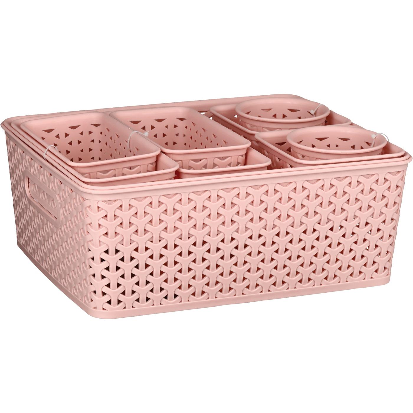 Destination Holiday Plastic Storage Bin Set - Pink; image 1 of 2