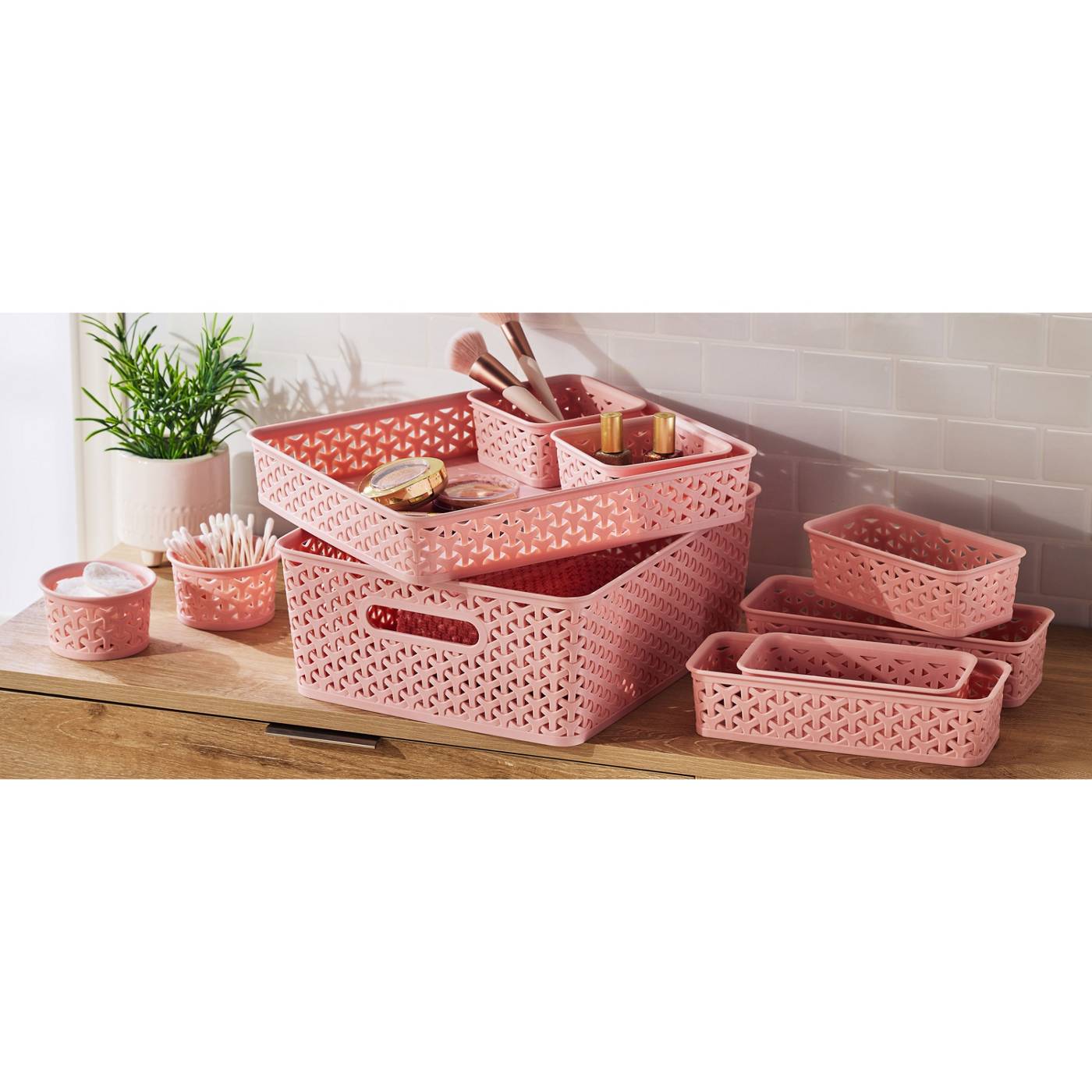 Destination Holiday Plastic Storage Bin Set - Pink; image 2 of 2