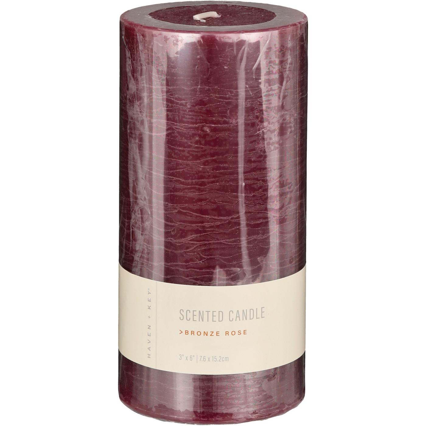 Haven + Key Scented Pillar Candle - Bronze Rose; image 1 of 2