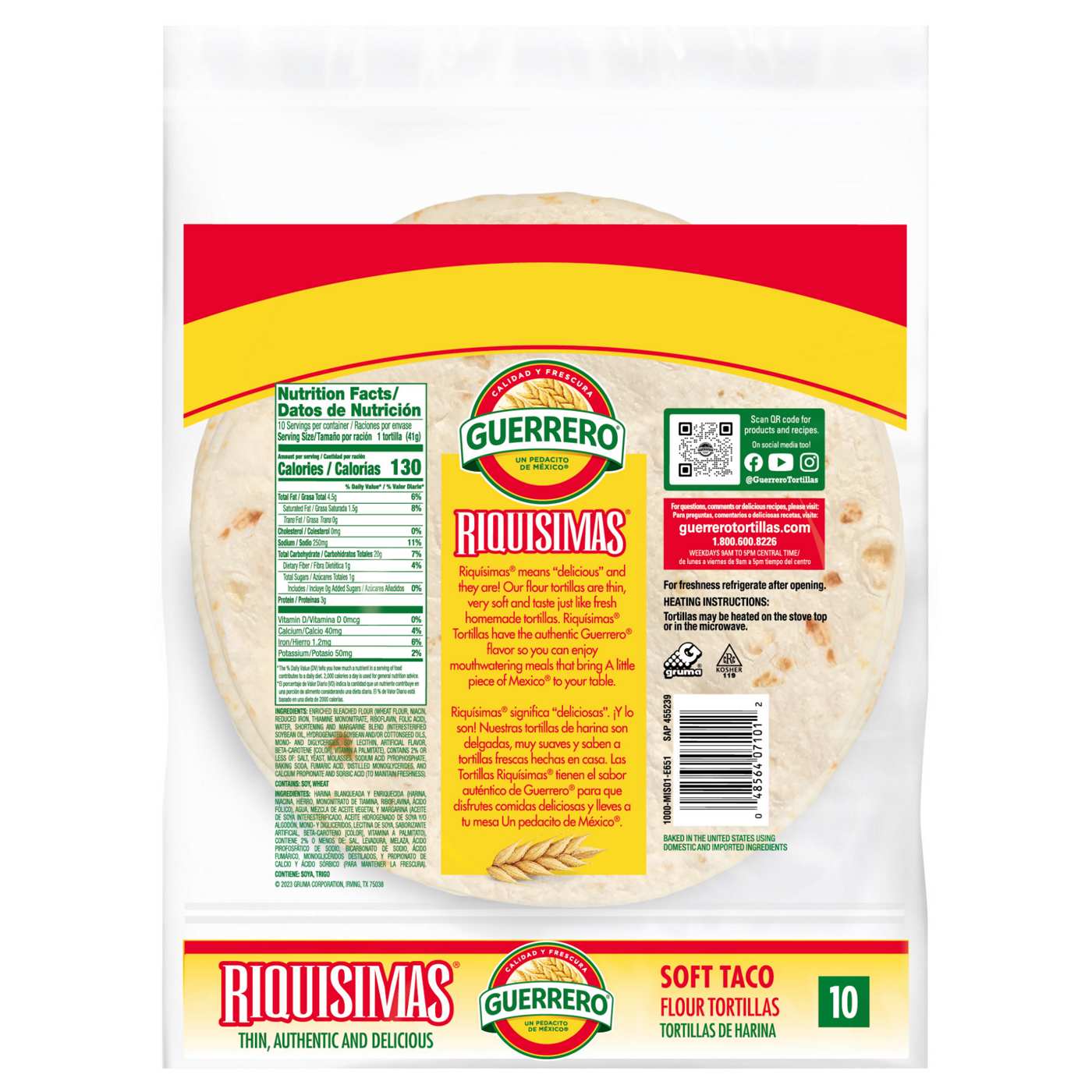 Guerrero Riquisimas Soft Taco Flour Tortillas 10 Count; image 4 of 10