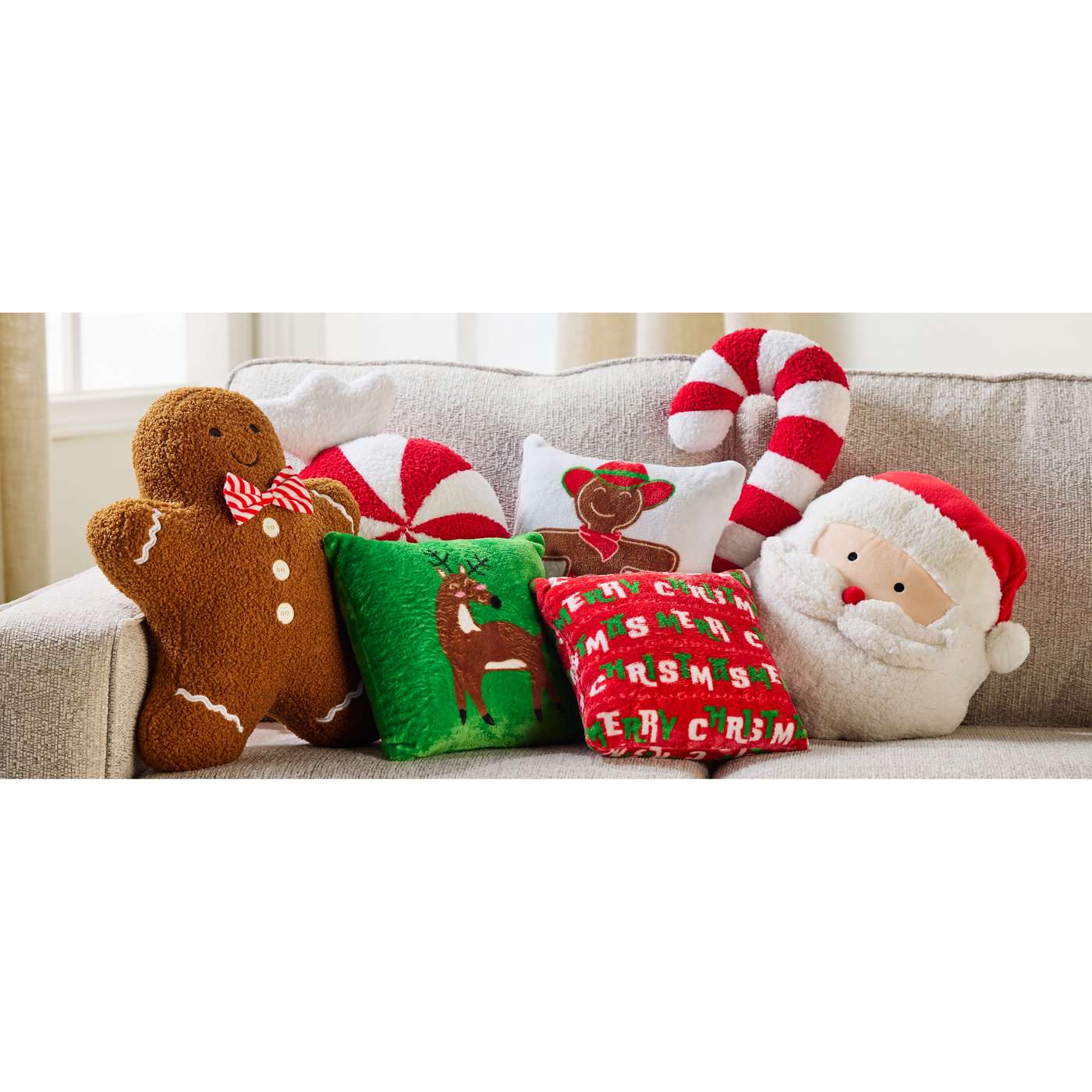 Destination Holiday Candy Cane Christmas Throw Pillow; image 2 of 2