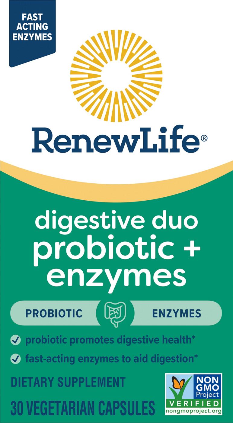 Renew Life Digestive Duo Probiotic + Enzymes Vegetarian Capsules; image 1 of 2