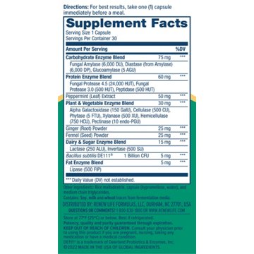 Renew Life Digestive Duo Probiotic + Enzymes Vegetarian Capsules