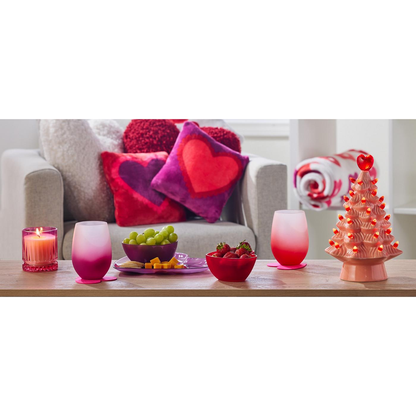 Destination Holiday Frosted Stemless Valentine's Glass - Red; image 2 of 2