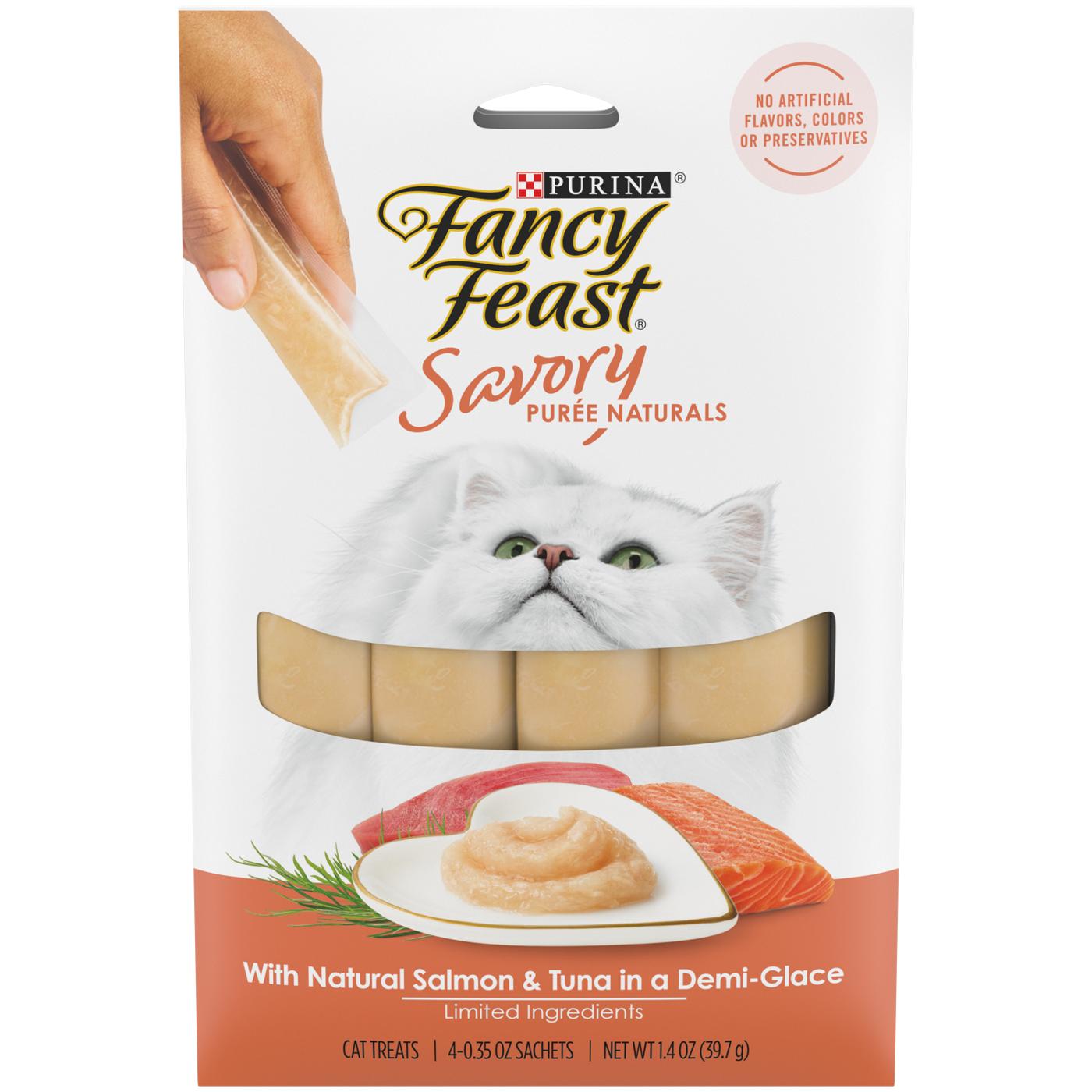 Fancy Feast Purina Savory Purees Lickable Cat Treats - Tuna and Salmon; image 1 of 8