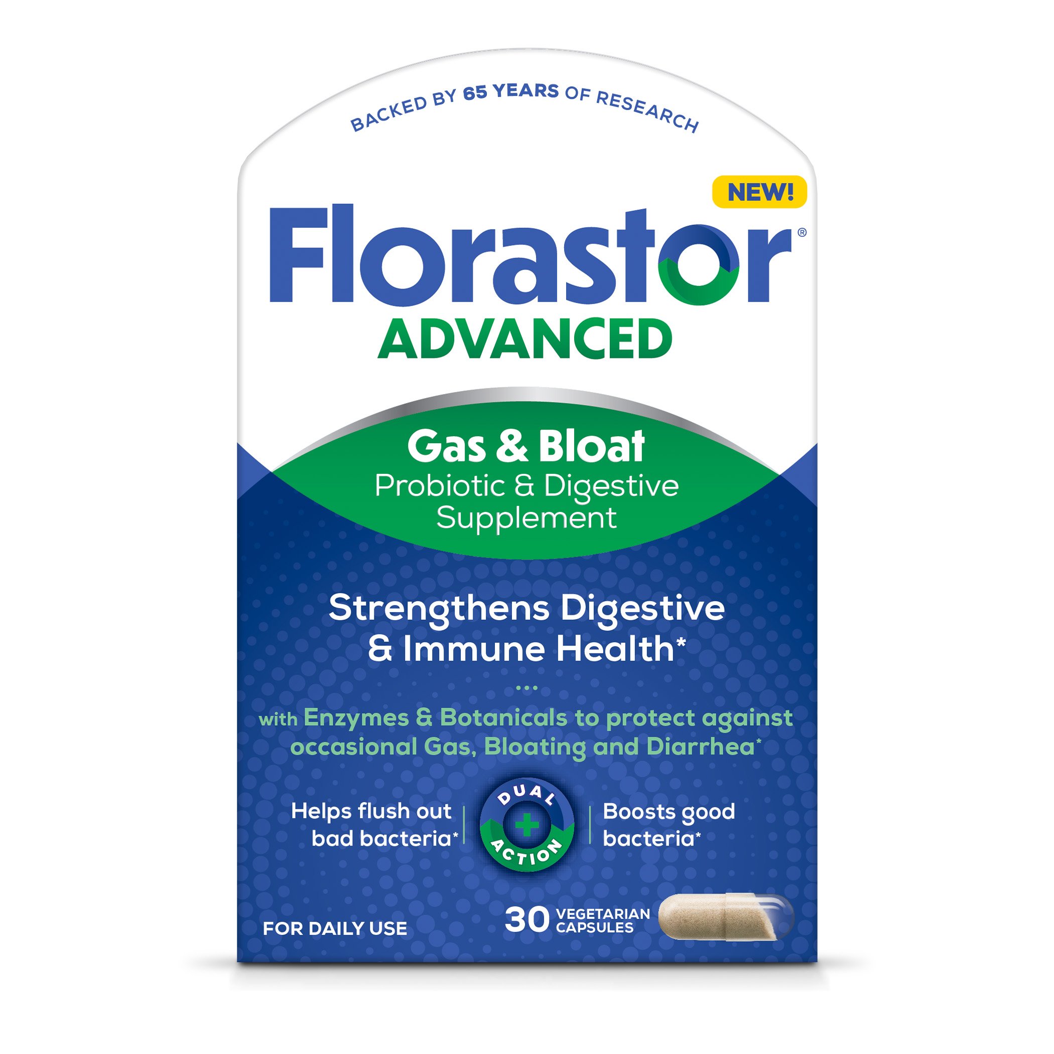 Florastor Advanced Gas & Bloat Vegetarian Capsules Shop Diet