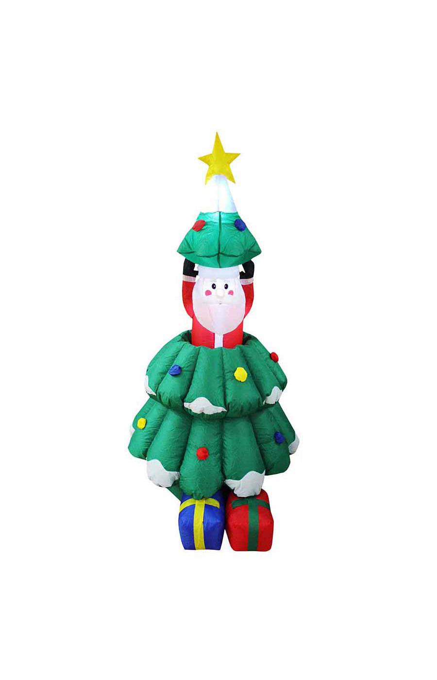 Destination Holiday Santa in Christmas Tree Animated Inflatable; image 1 of 2