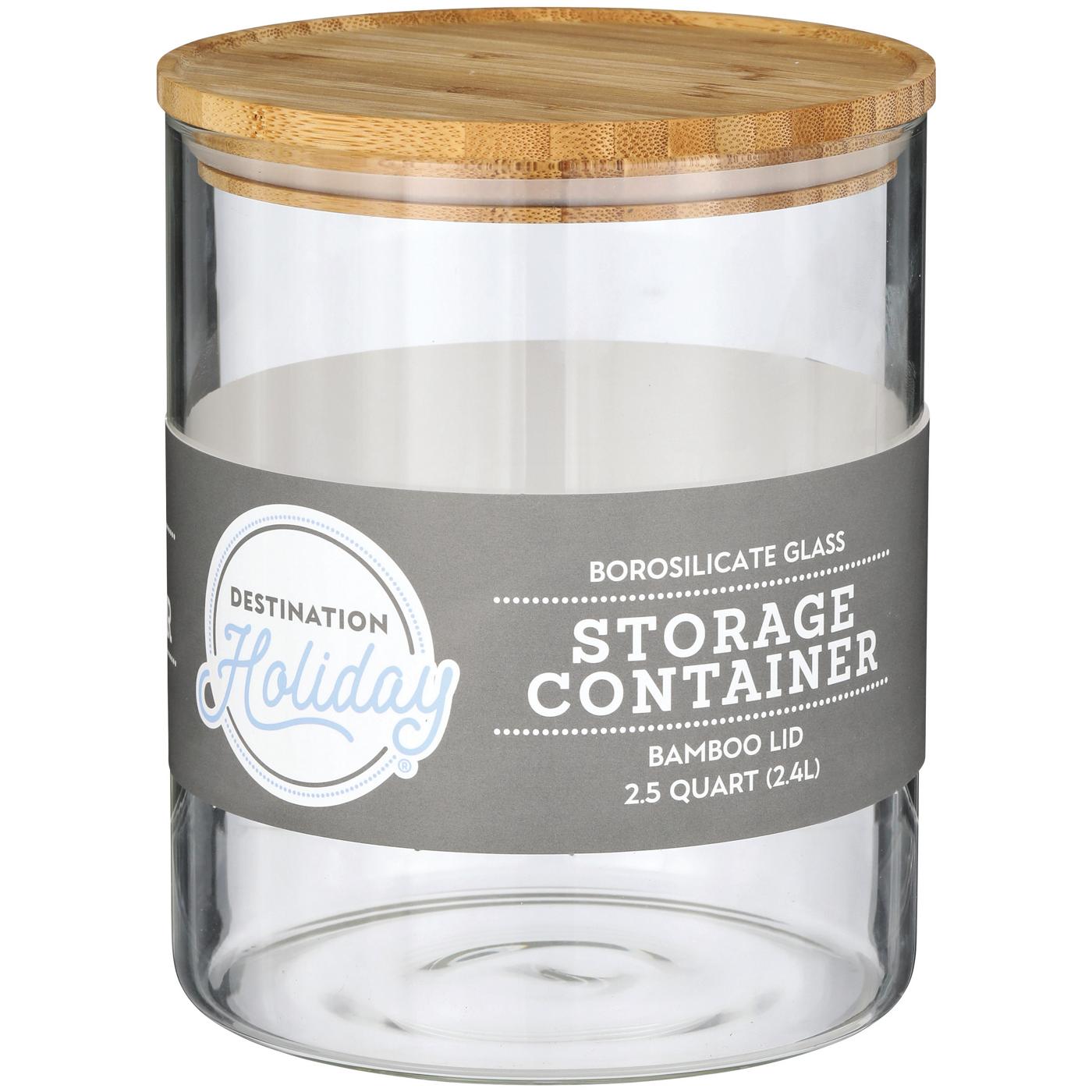 Destination Holiday Borosilicate Glass Storage Container with Bamboo Lid; image 1 of 2