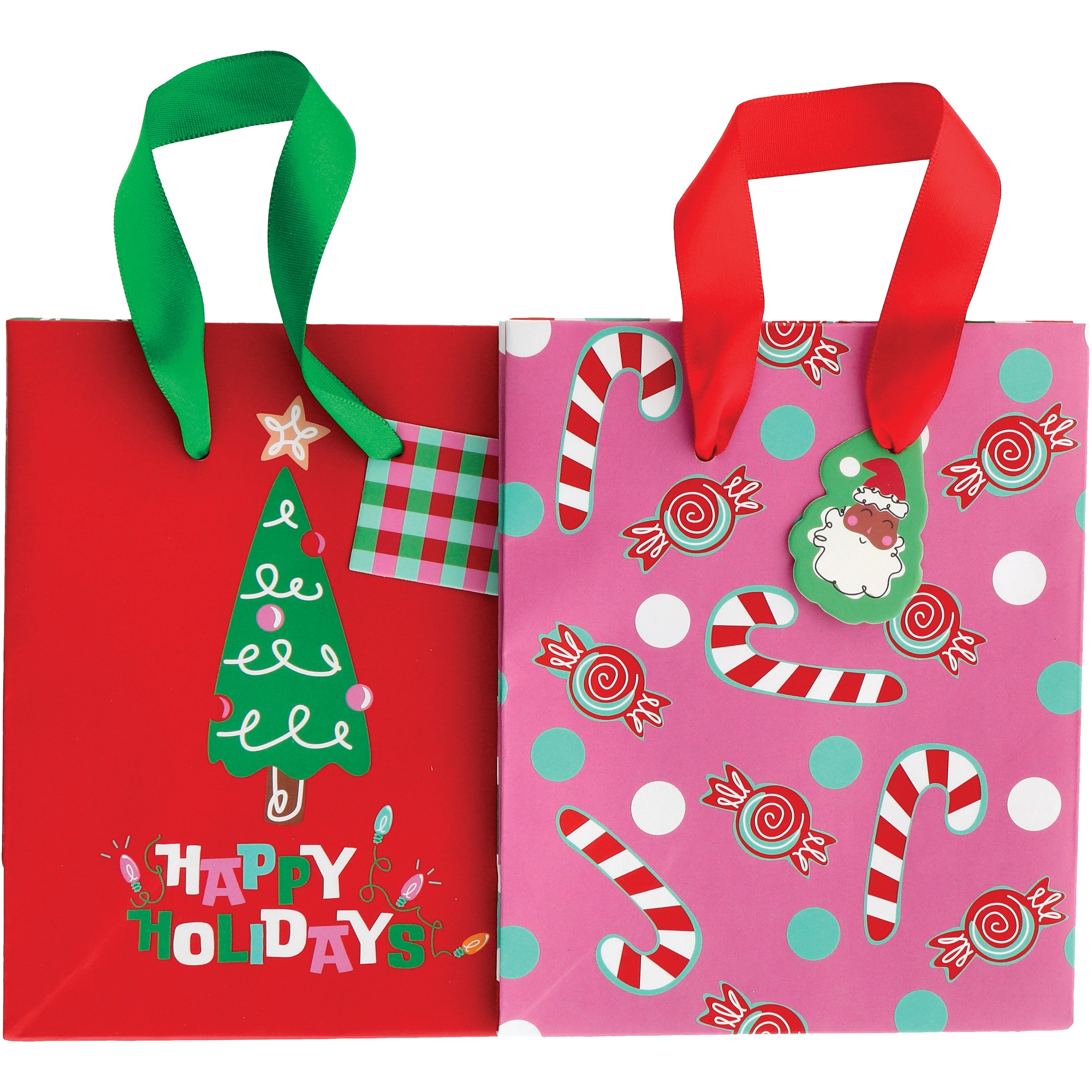 Destination Holiday Happy Holidays & Candy Cane Mini Paper Gift Bag
