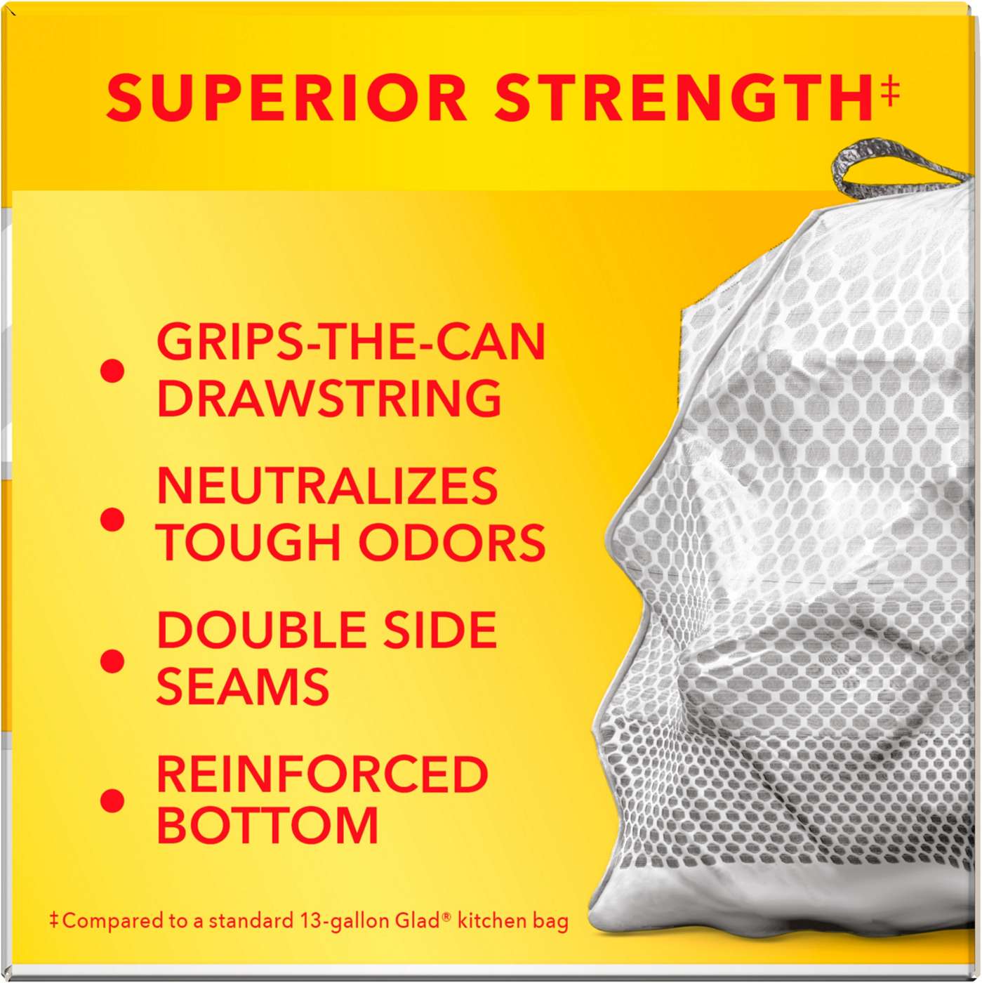 Glad ForceFlex MaxStrength Tall Kitchen Drawstring Trash Bags with Clorox, 13 Gallon - Lemon Fresh Scent; image 5 of 5