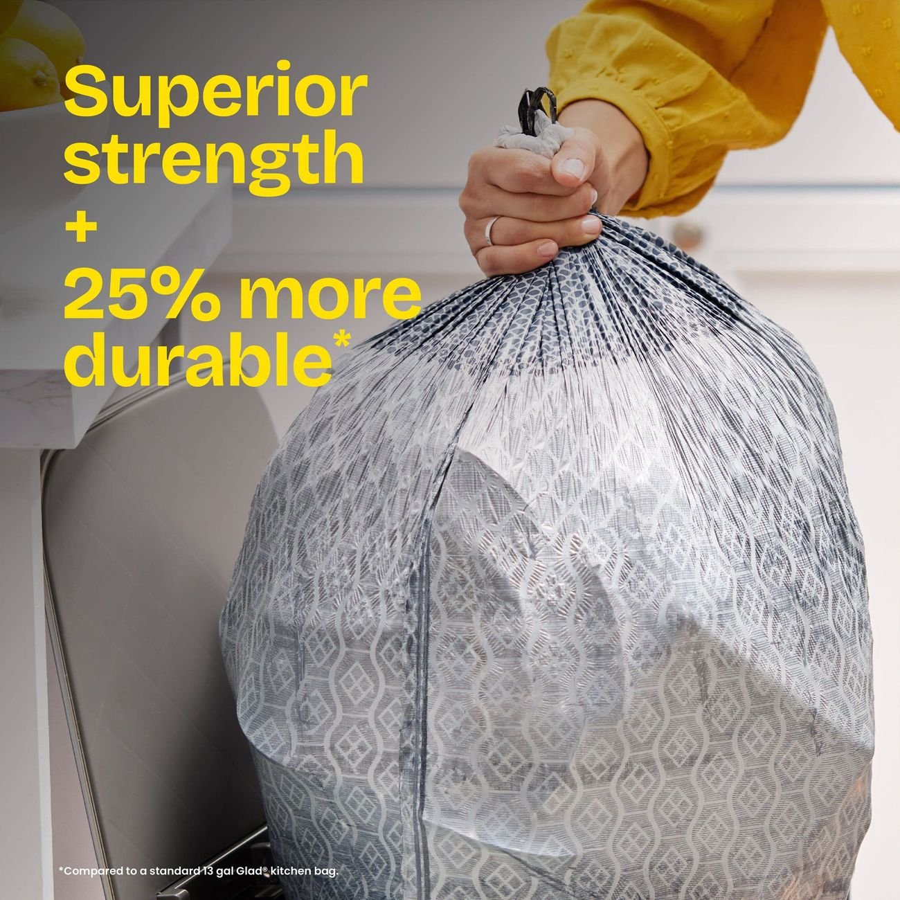 Glad ForceFlex MaxStrength Clorox Trash Bags, 13 Gallon - Lemon