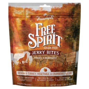 Triumph Free Spirit Turkey Veggie & Cranberry Jerky Bites Dog Treats, 20 oz