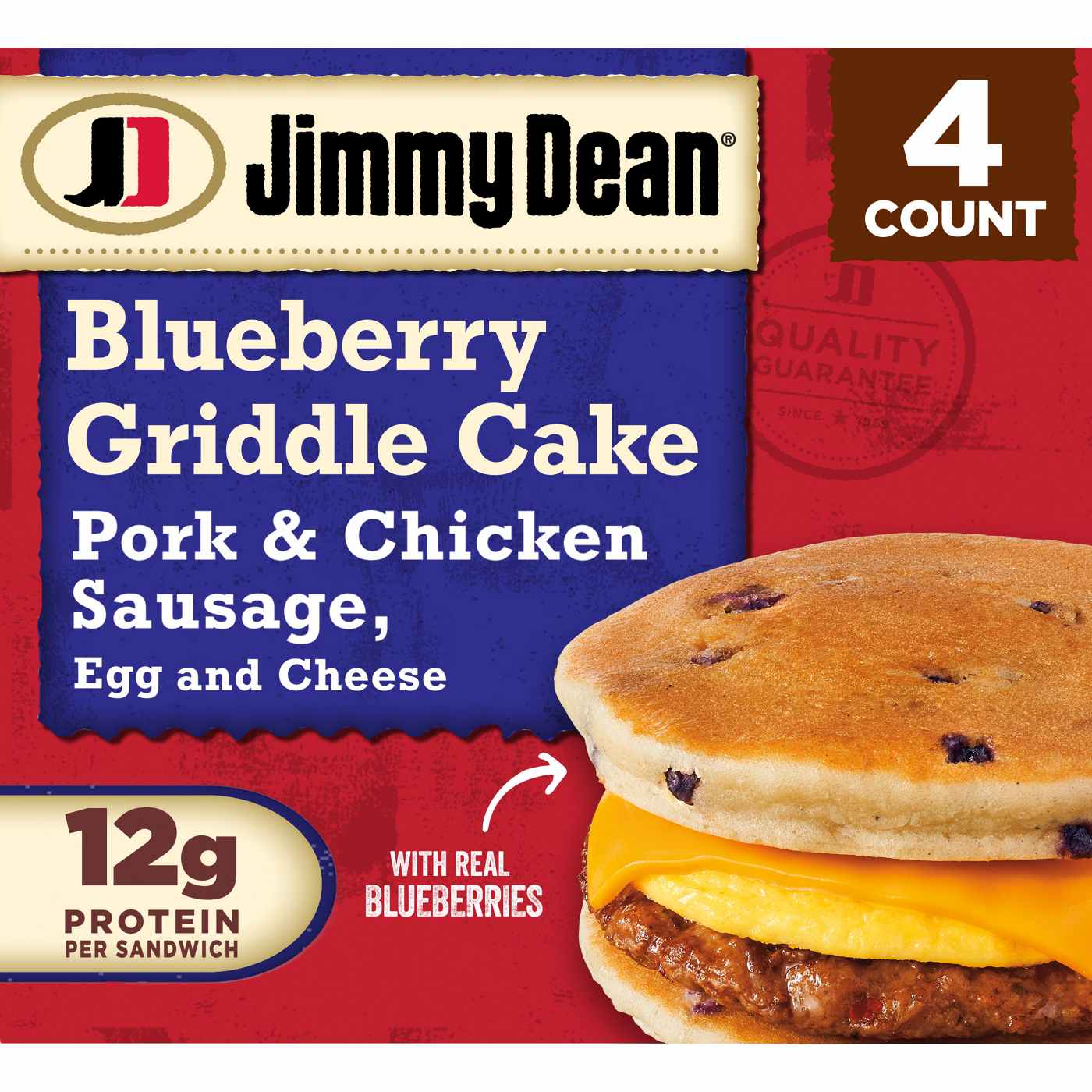 Jimmy Dean Sausage Egg Cheese Blueberry GriddleCake Sandwich; image 1 of 11