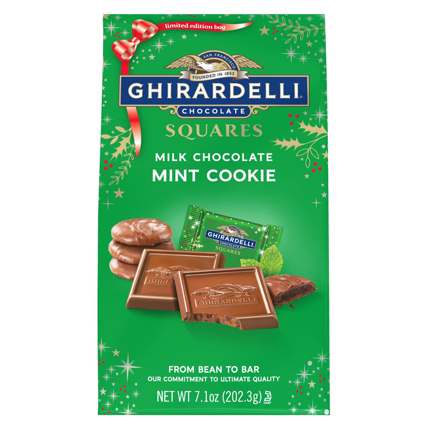 Ghirardelli Squares Milk Chocolate Mint Cookie Christmas Candy; image 1 of 3