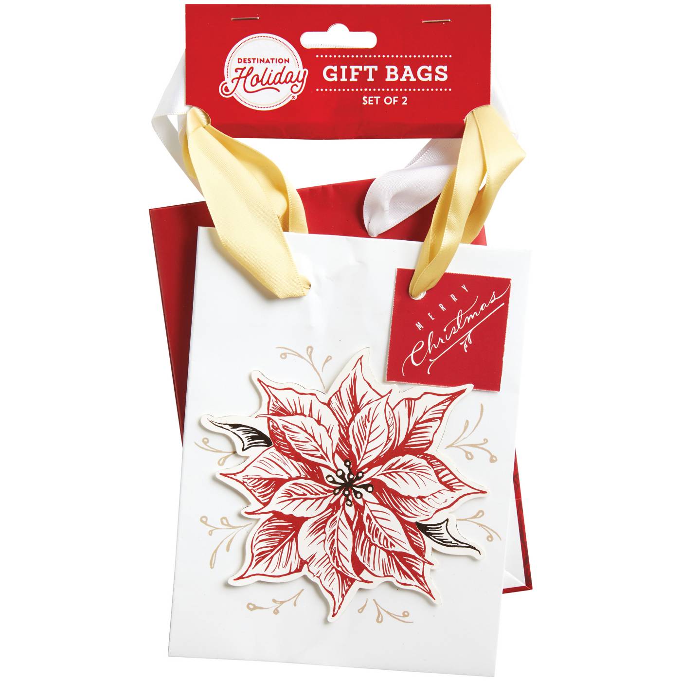 Destination Holiday Mini Christmas Gift Bags - Poinsettia; image 1 of 2