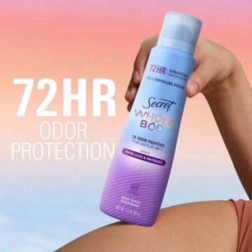 Secret Whole Body Aluminum Free Cooling Body Spray Deodorant for Women Lilac & Waterlily 3.5oz