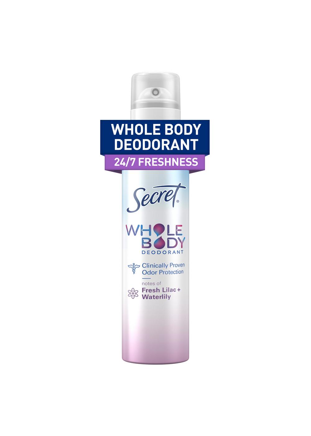 Secret Whole Body Aluminum Free Deodorant Spray - Lilac & Waterlily; image 3 of 8