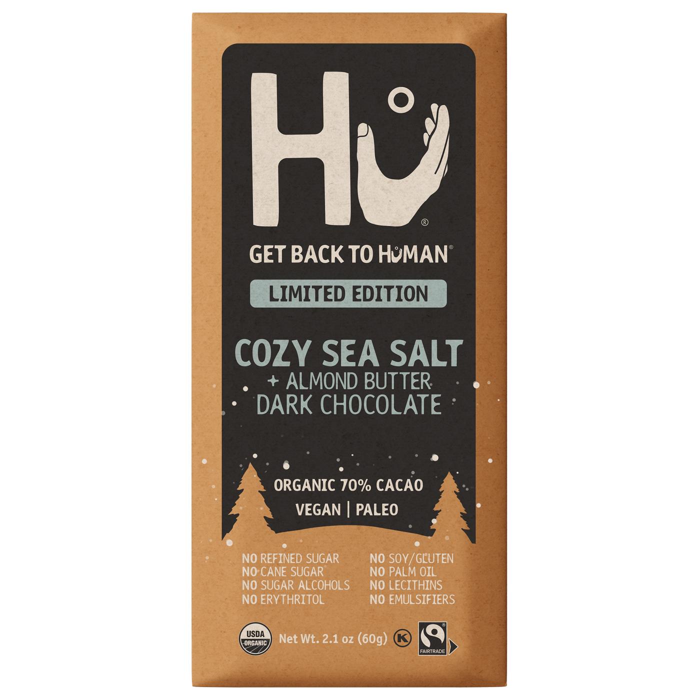 Hu Cozy Sea Salt Almond Butter Dark Chocolate Christmas Bar; image 1 of 2