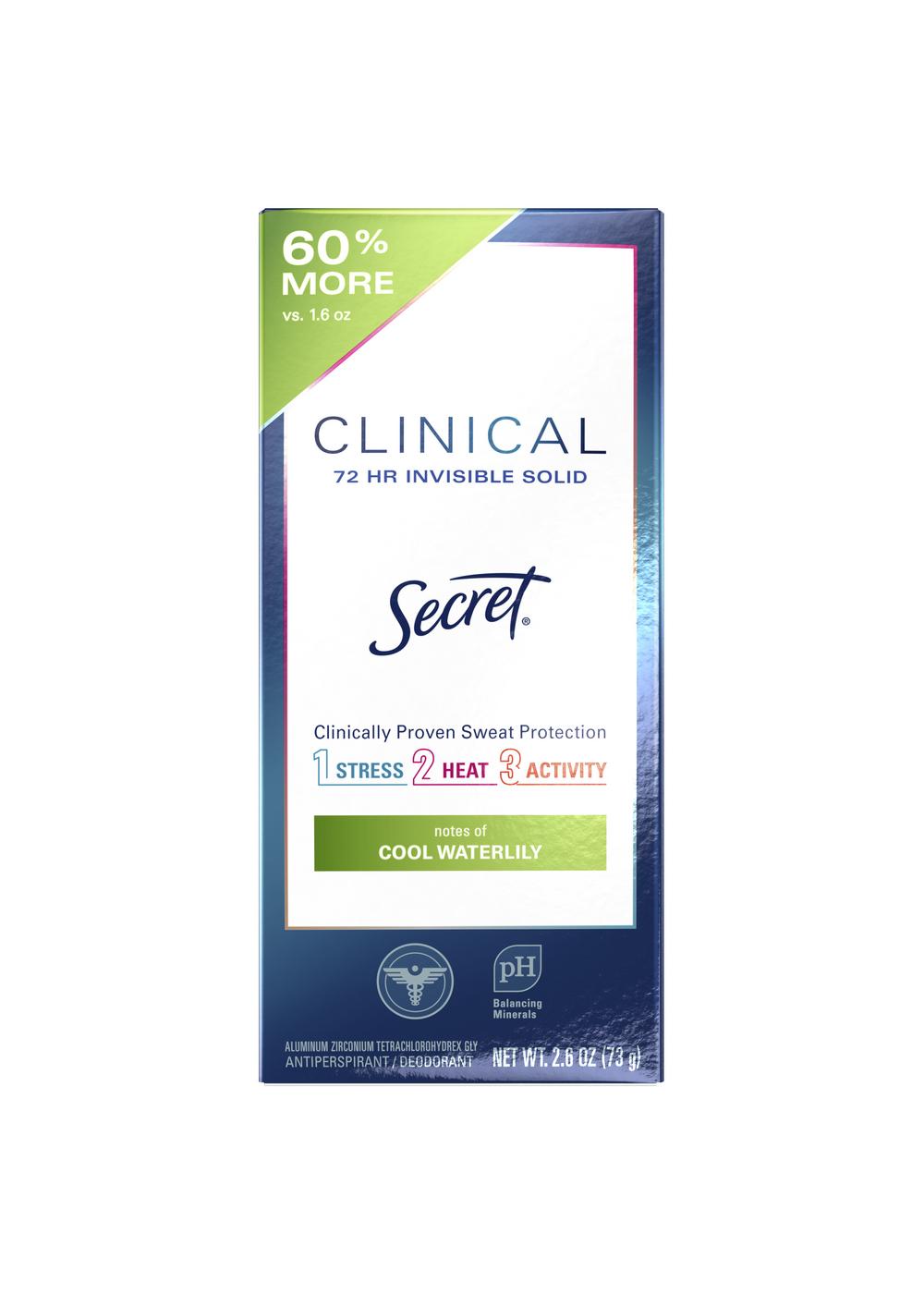 Secret Clinical 72 Hr Invisible Solid Antiperspirant Deodorant - Waterlily; image 1 of 7