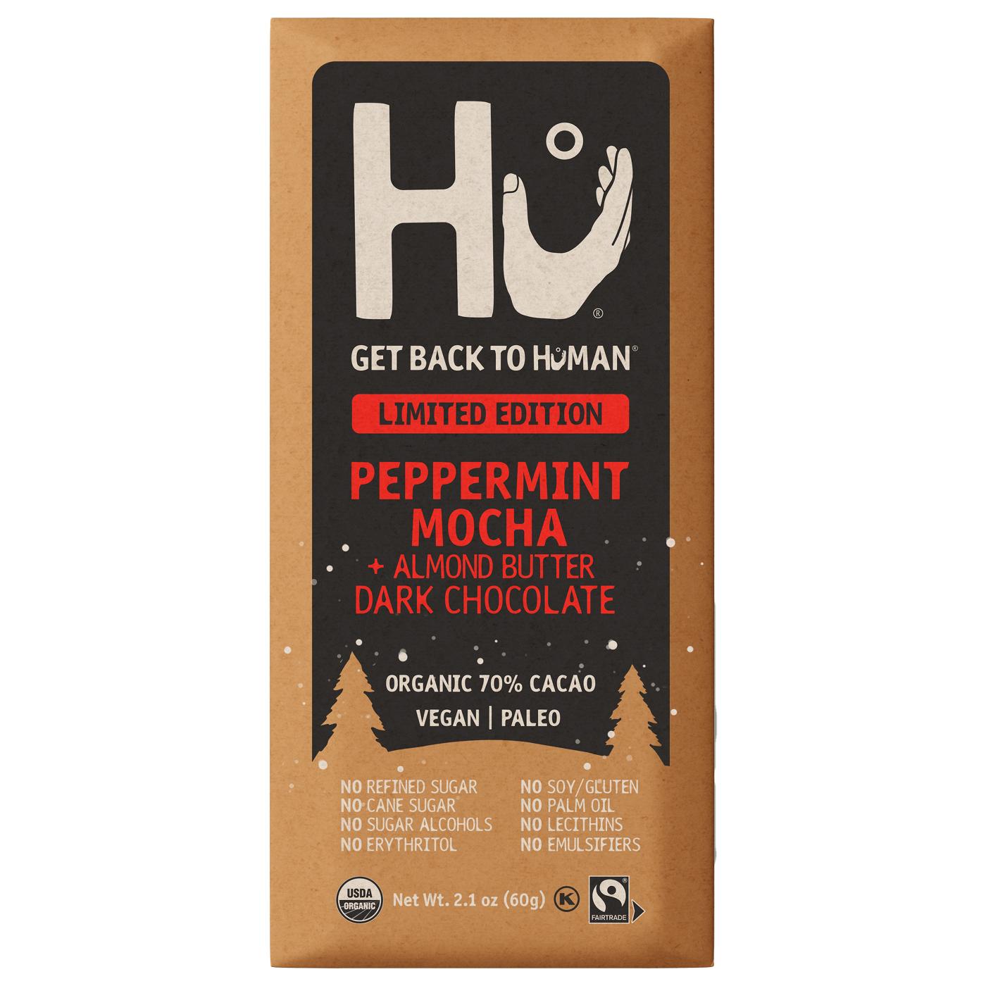 Hu Peppermint Mocha Almond Butter Dark Chocolate Christmas Bar; image 1 of 2