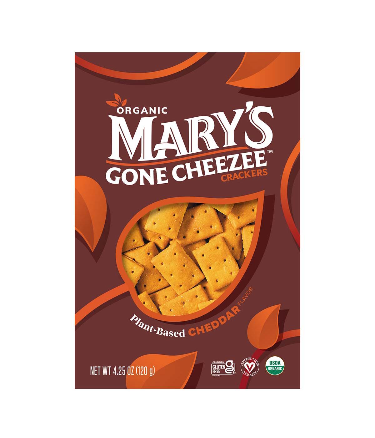 Marys Gone Cheezee Plant-Based Crackers - Cheddar; image 1 of 4