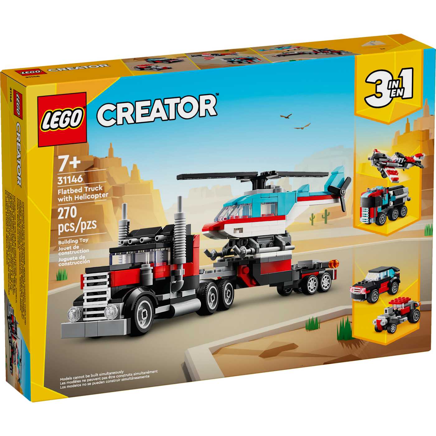 LEGO Creator 3-in-1 Flatbed Truck with Helicopter Set; image 2 of 2