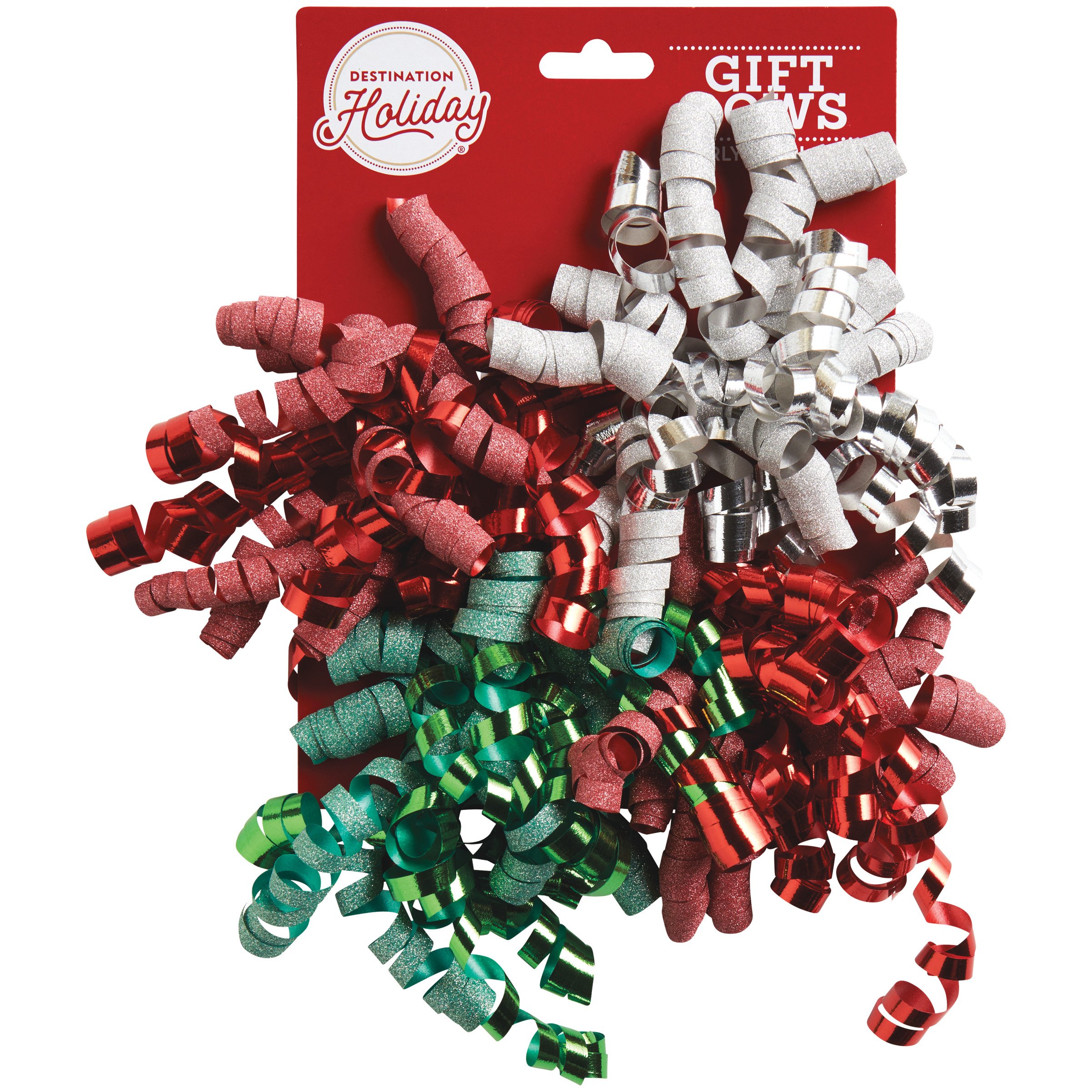 Destination Holiday Curly Swirl Christmas Bows - Glitter Red/Green ...