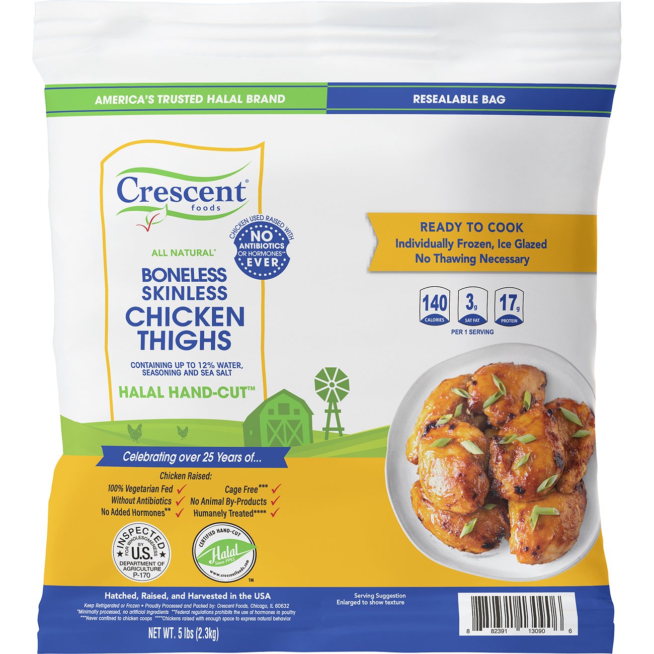 Crescent Foods Frozen Halal Boneless Skinless Chicken Thighs - Shop ...