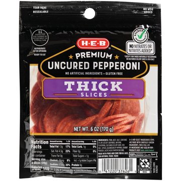H-E-B Premium Uncured Pepperoni Slices - Thick Cut