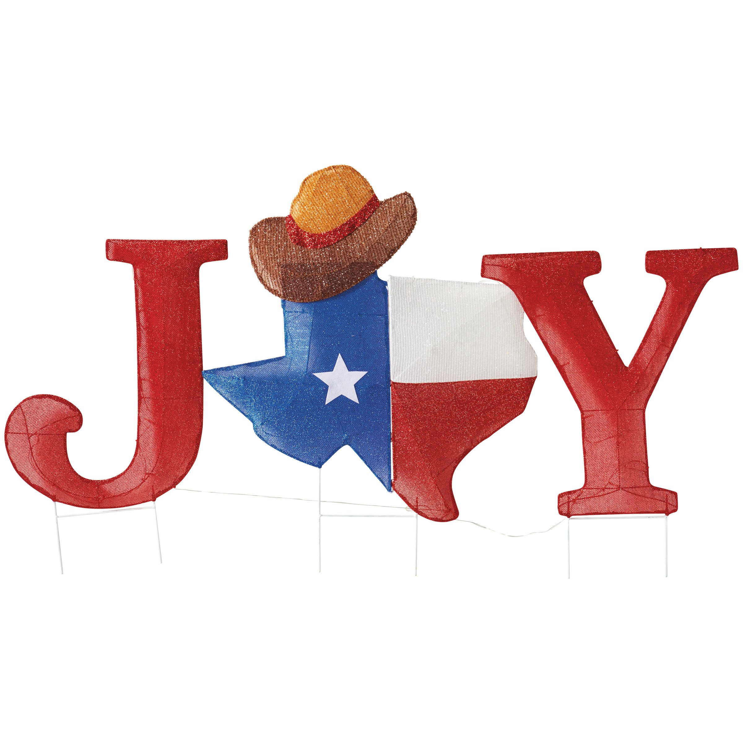 Destination Holiday LightUp Texas Joy Felt Christmas Yard Stake Shop
