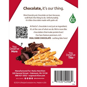 NuGo 12g Protein Bars - Dark Chocolate Pretzel, 6 ct
