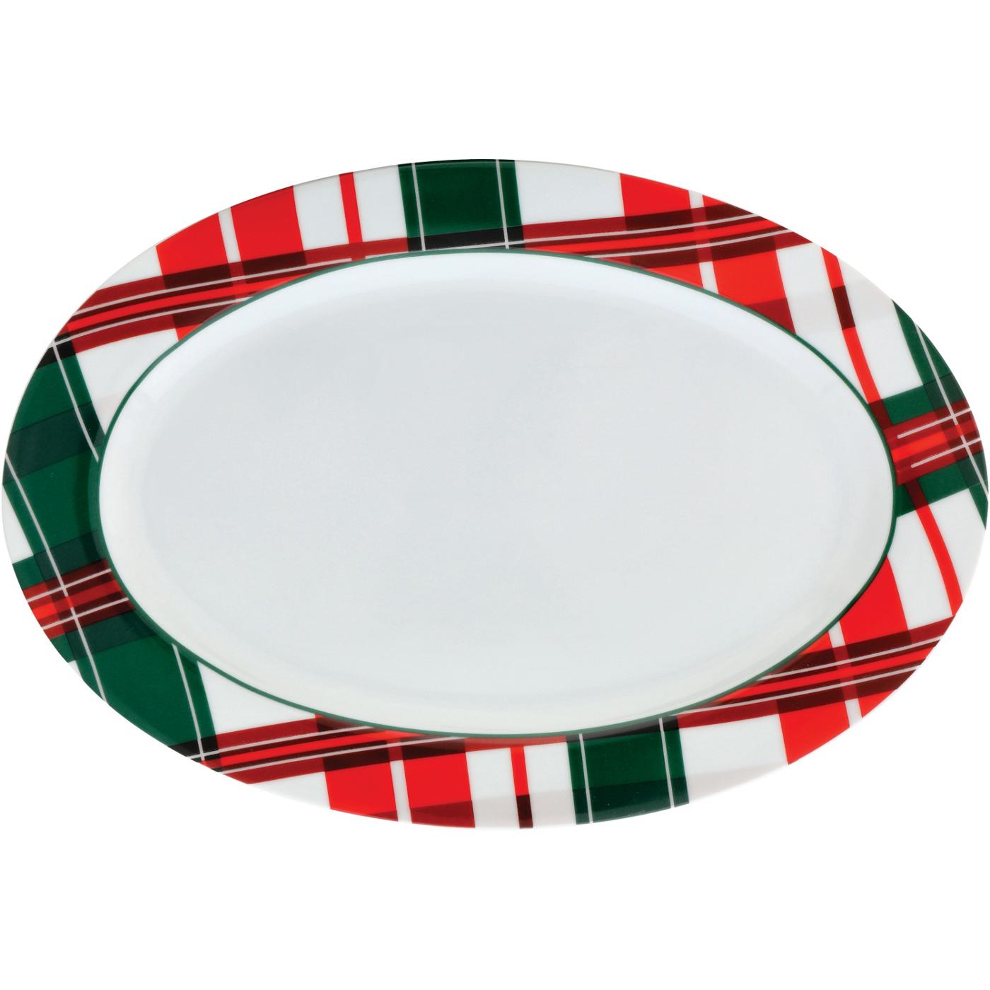 Destination Holiday Plaid Porcelain Christmas Platter; image 1 of 2