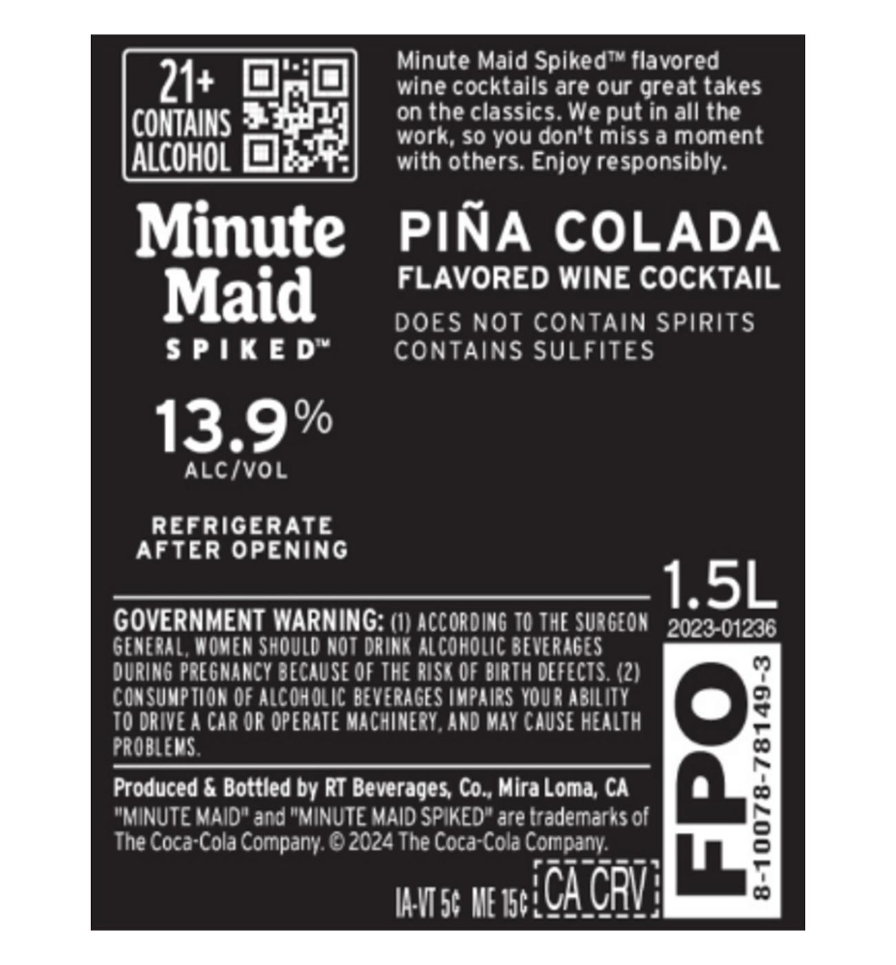 Minute Maid Spiked Pina Colada; image 2 of 3