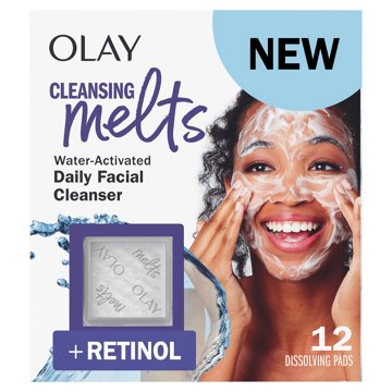 Olay Cleansing Melts + Retinol Face Cleanser, Water-Activated Face Wash Cleans, Tones, and Refreshes Skin