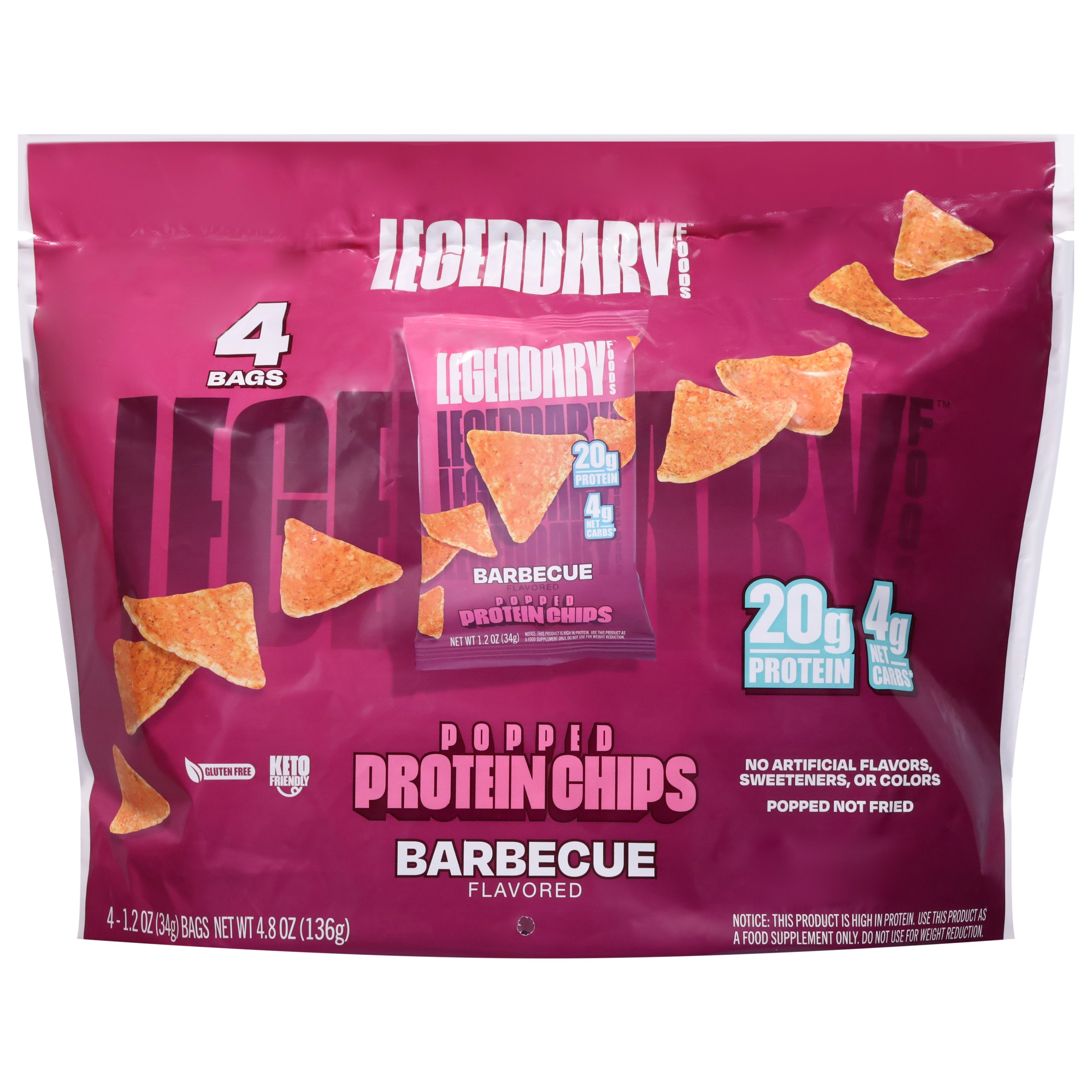 Legendary Foods BBQ Popped Protein Chip 4 pk Bags - Shop Chips at H-E-B