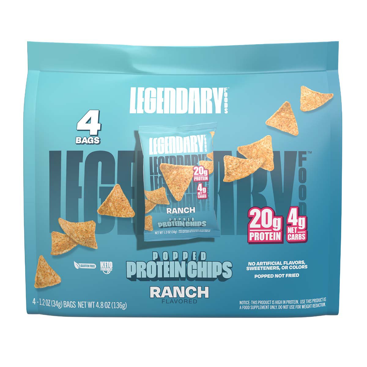 Legendary Foods Ranch Popped Protein Chips 4 pk Bags - Shop Chips at H-E-B