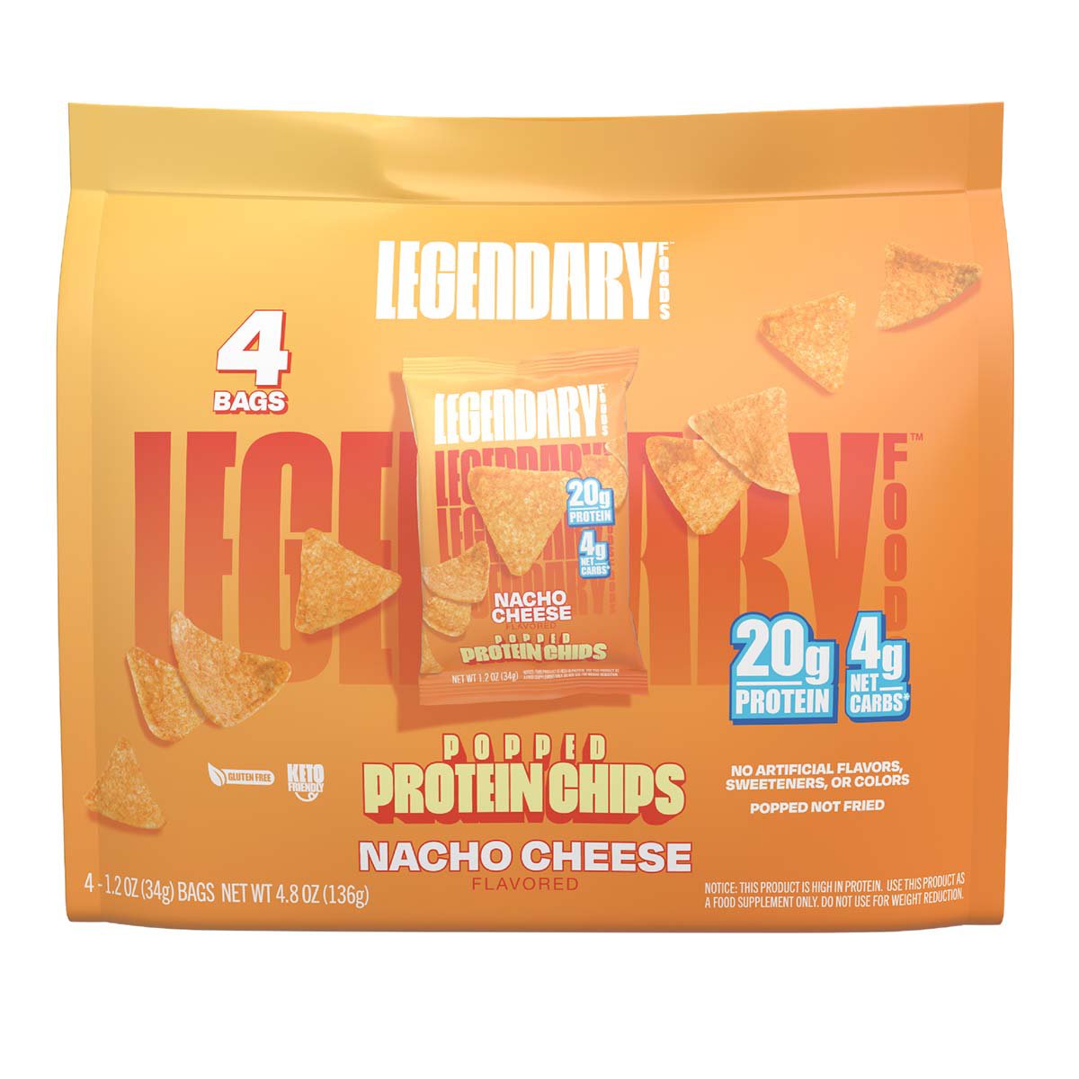 Legendary Foods Nacho Cheese Popped Protein Chip 4 pk Bags - Shop Chips ...