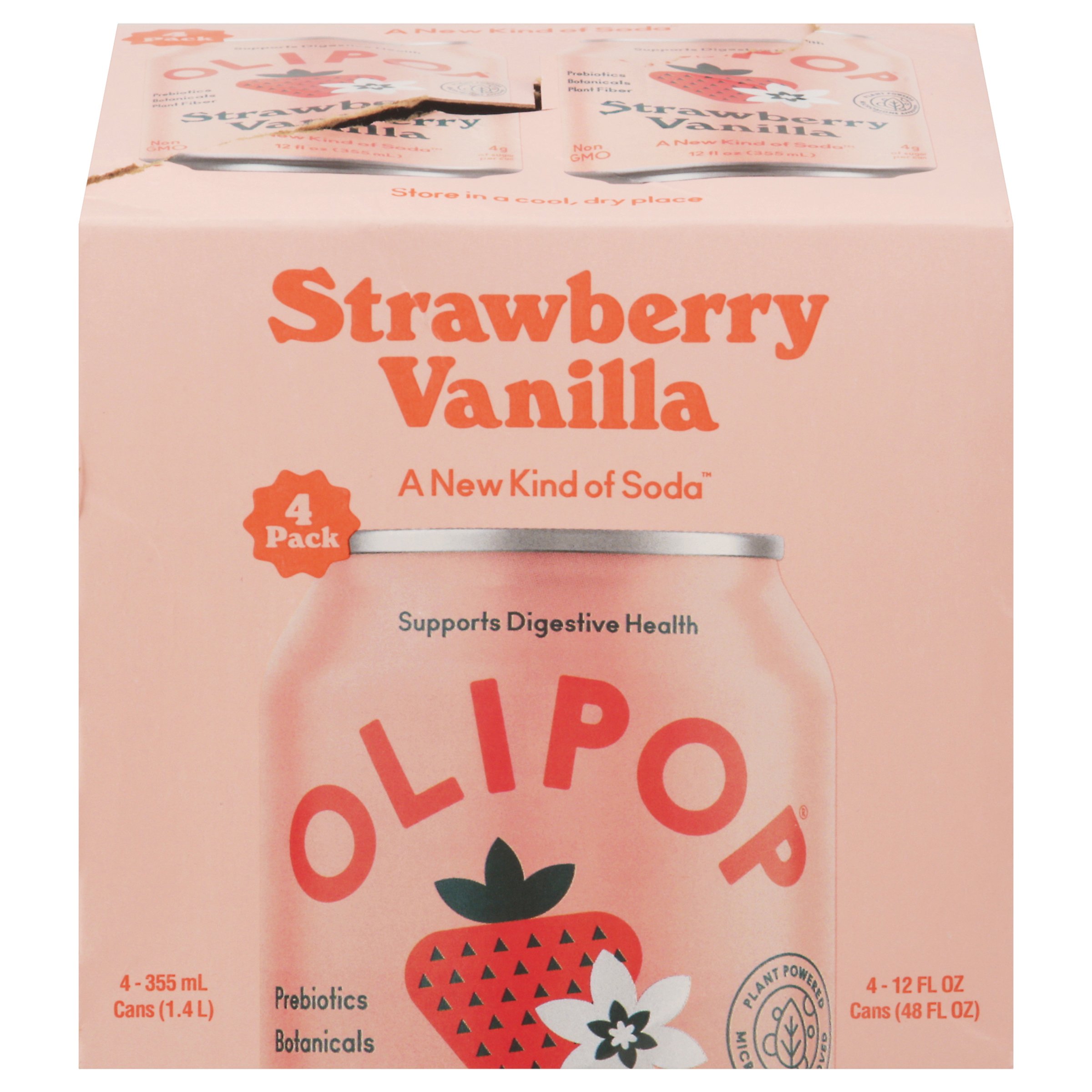 Olipop Prebiotic Strawberry Vanilla Soda 4 pk Cans Shop Juice at HEB