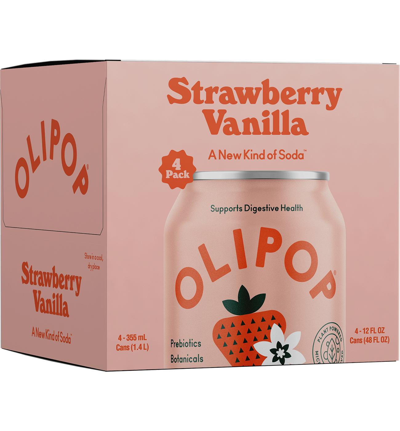 Olipop Prebiotic Strawberry Vanilla Soda 4 pk Cans; image 1 of 2