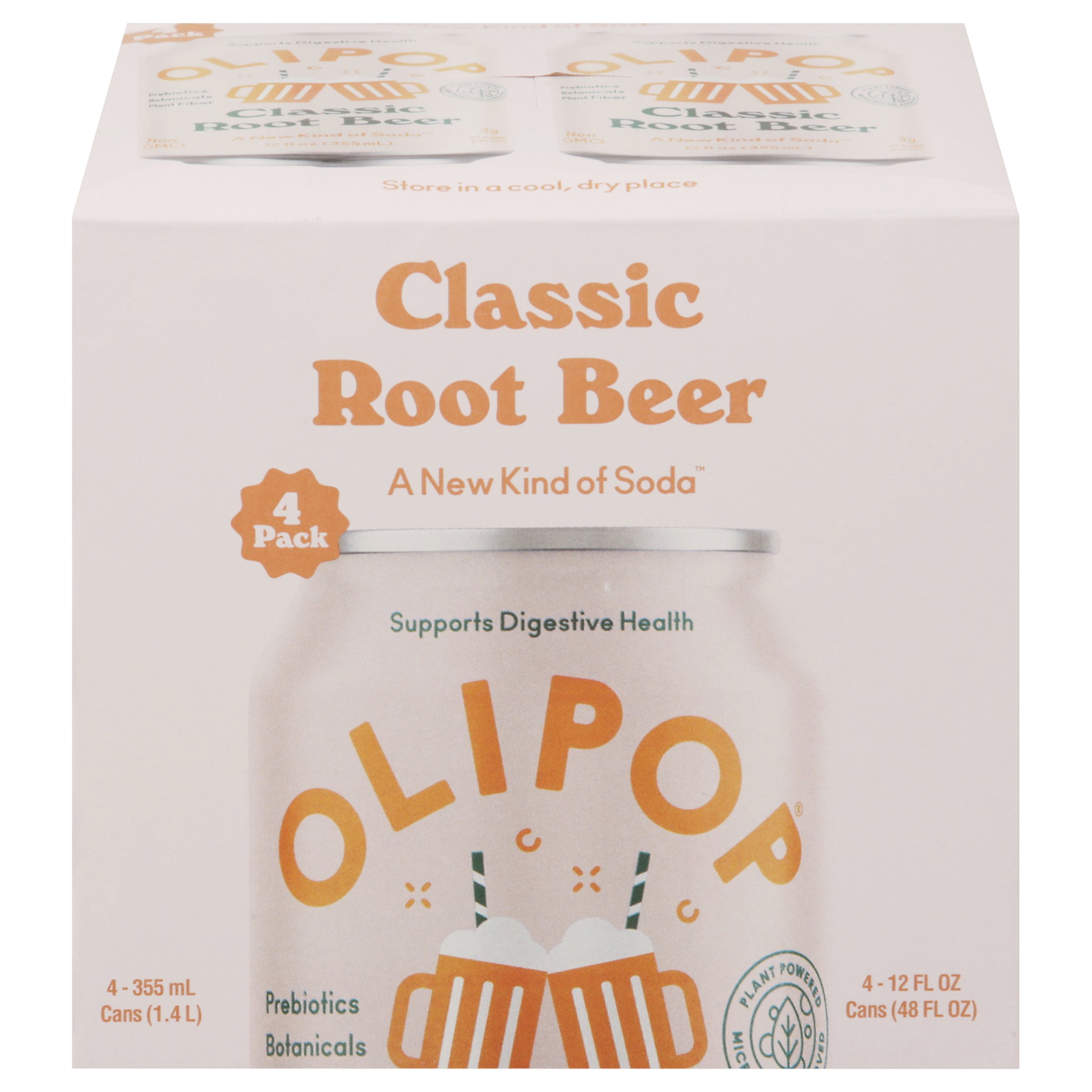 Olipop Prebiotic Classic Root Beer Soda 4 pk Cans Shop Juice at HEB