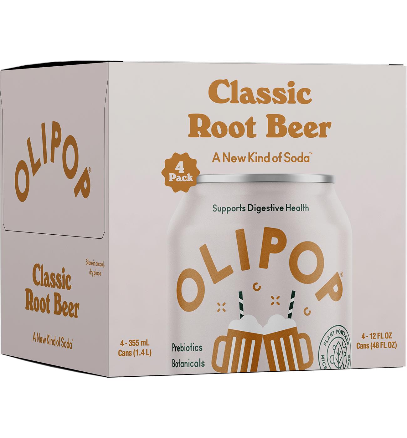 Olipop Prebiotic Classic Root Beer Soda 4 pk Cans; image 1 of 2