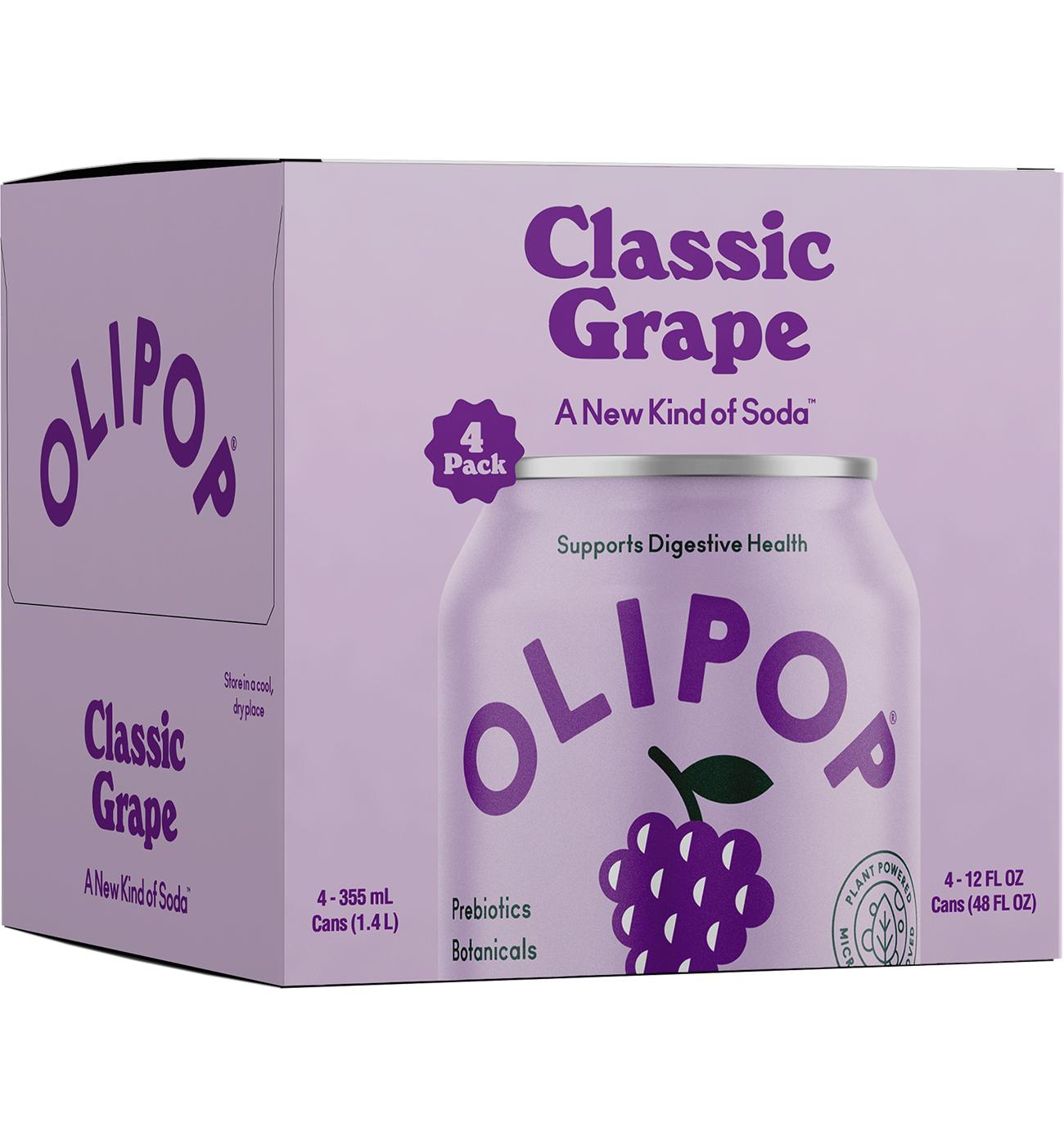 Olipop Prebiotic Soda Classic Grape 4 pk Cans; image 1 of 2